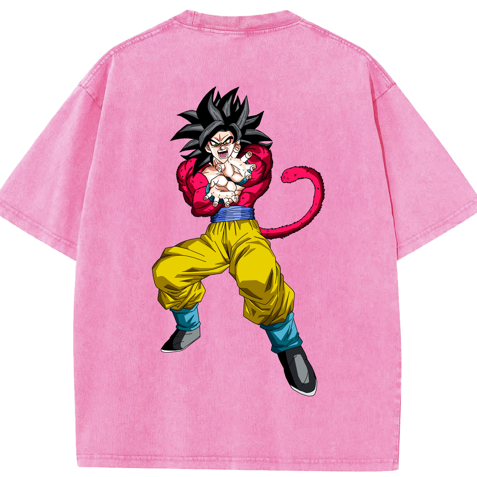 （画像用） ドラゴンボール 孫悟空（そん ごくう）Son Goku カカロット DRAGON BALL Kakarotto 綿100% ヴィンテージ風 半袖Tシャツ（背面プリント）